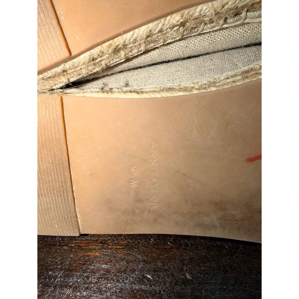 Ann Taylor Espadrilles Rhinestone Lemon Flats Tan Slip‎ on Shoes Sz 9.5M
